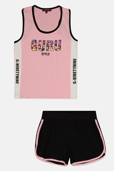 Guru 99 Kids Girl 2 Pieces Graphic Print Top And Bottom Set, Multicolor