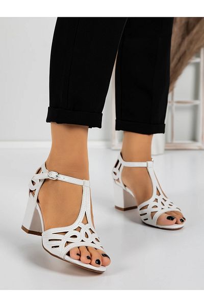 mei Women's Sandals with Thick Heels 5XKK5 White | Mei