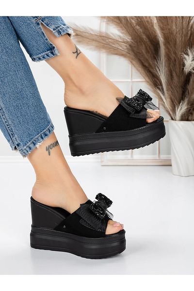 mei Women's Platform Slippers 3AW326 Black | Mei