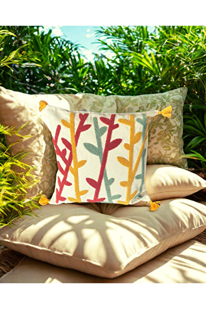 FİYA STORE طقم غطاء وسادة مطرز مقاس 43 × 43 سم مكون من قطعتين – وسادة مزخرفة ...