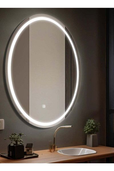 Taimi Oval bathroom mirror with LED backlight and touch control 80 x 60 cm