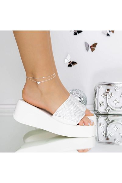 mei Women's Platform Slippers 3WL257 White | Mei