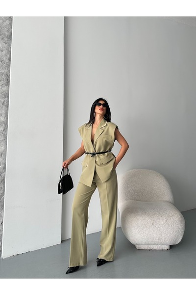 MYGİYİMİSTANBUL Women's Blazer Vest Pantalon Suitbottom - Top Suit