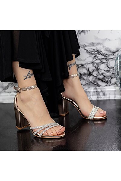 mei Sandale Dama cu Toc gros 2XKK28 Champagne Mei