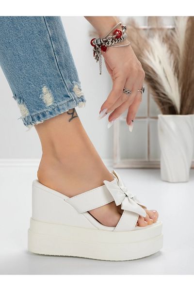 mei Women's Platform Slippers 5WL36 White | Mei