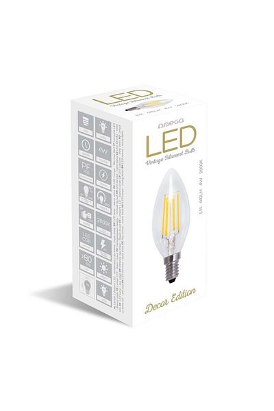 Omega Bec Led Bulb Omega Filament E14 2800K 4W CANDLE 43552 - OMELE14FC-4W