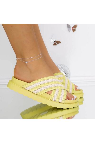 mei Women's Platform Slippers 3JF30 Yellow | Mei