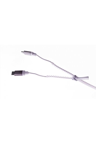 OEM Cablu USB cu conector microUSB si conector compatibil lightning , model zipper, alb