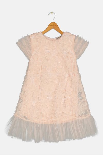 Luna Moon Kids Girl Floral Pattern Dress, Pink