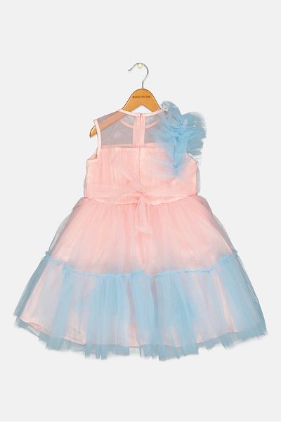 Luna Moon Toddlers Girl Two-Tone Party Dress, Pink