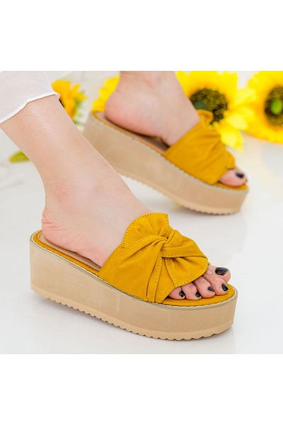 mei Women's Platform Slippers CZMY1 Yellow (C06|000) Mei
