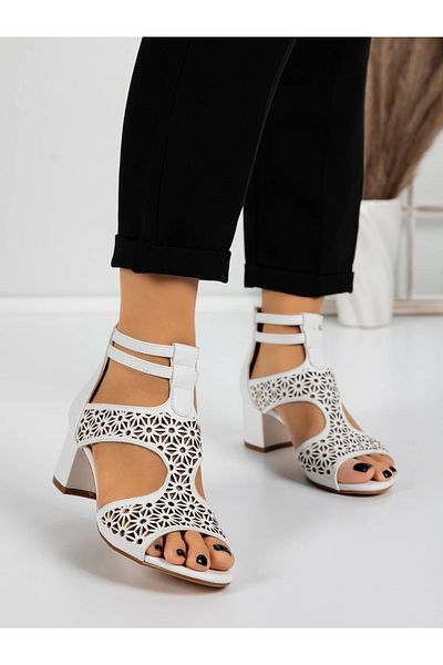 mei Women's Sandals with Thick Heels 5XKK1 White | Mei