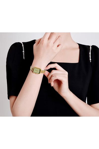 Naviforce Women's Luxury Rectangular Watch Gold & Green Stainless Steel Waterproof Elegant Design