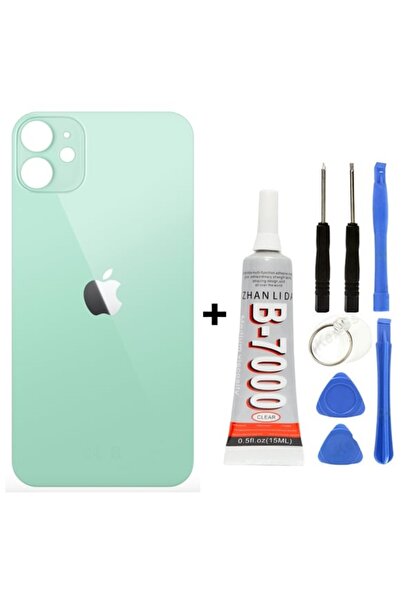 AXYA İphone 11 Arka Cam Batarya Pil Kapağı + Yapıştırıcı + Tamir Set Yeşil