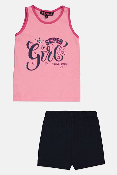 Guru 99 Toddlers Girl 2 Pieces Graphic Print Sleeveless Top And Short Set, Multicolor