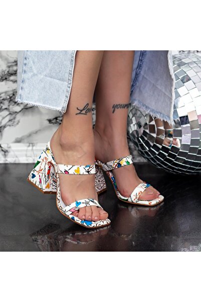 mei Women's Slippers with Thick Heels 2KV76 White MeI