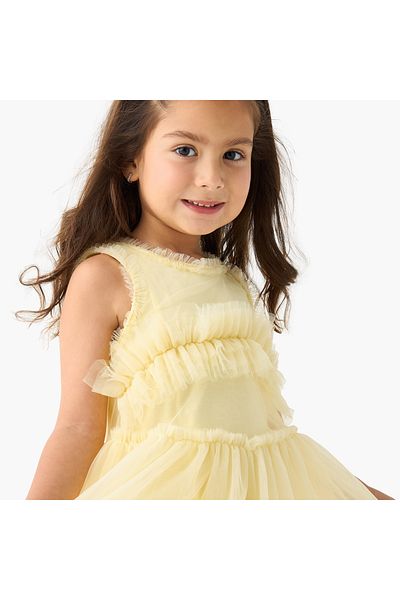 Juniors Sleeveless A-line Dress with Ruffle Detail