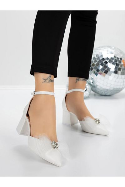 mei Women's Sandals with Thick Heels 5XKK7 White | Mei