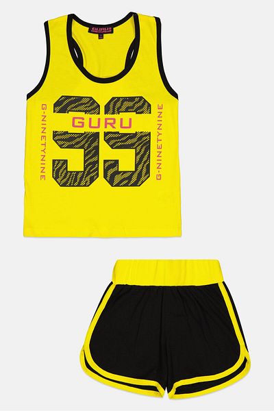 Guru 99 Kids Girl 2 Pieces Graphic Print Top And Bottom Set, Multicolor
