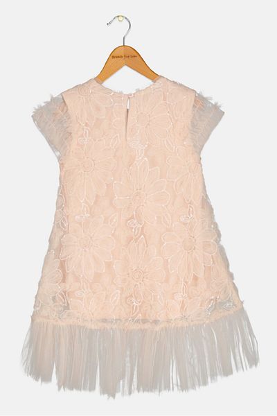 Luna Moon Toddlers Girl Floral Pattern Party Dress, Pink