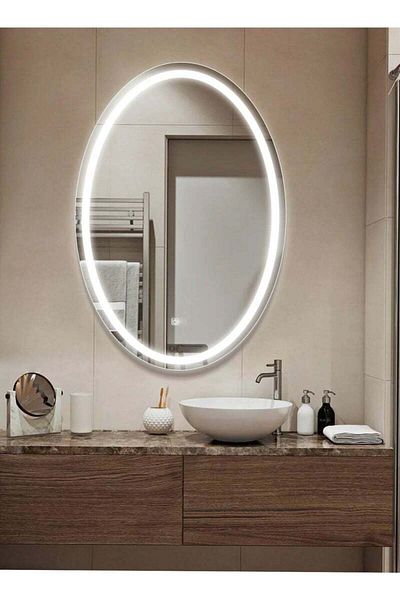 Taimi Oval bathroom mirror with LED backlight and touch control 80 x 60 cm