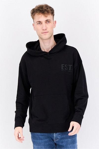 Established Redefining Essentials Men Hooded Long Sleeve Brand Logo Sweatshirt, Black