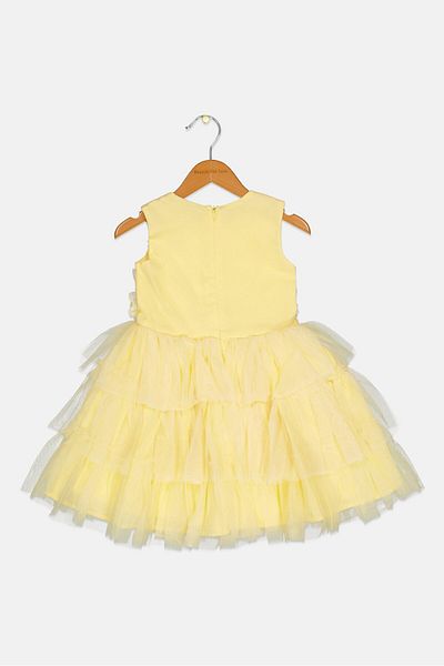 Luna Moon Toddlers Girl Textured Dress, Yellow