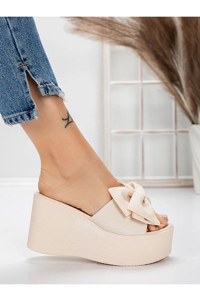 mei Women's Platform Slippers 5WL8 Beige | Mei