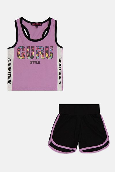 Guru 99 Toddlers Girl 2 Pieces Graphic Print Top And Bottom Set, Multicolor