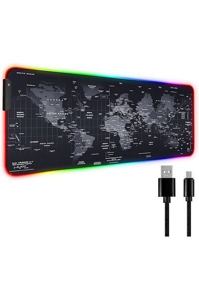 AB HOMES Mousepad Gaming Profesional, RGB, Iluminare LED 12 Moduri, 7 Culori