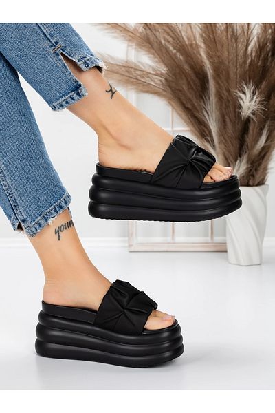 mei Women's Platform Slippers 8587 Black | Mei