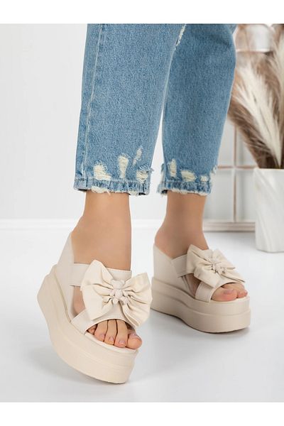 mei Women's Platform Slippers 5WL36 Beige | Mei