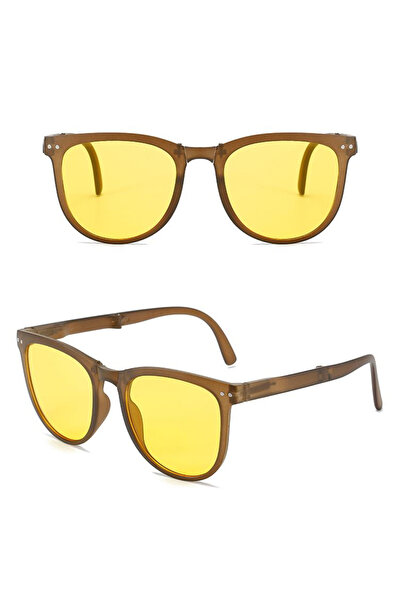 REDz Accessories Foldable Sunglasses, Fold Vision, UV400 Protection, Oval Lens, Brown-Yellow