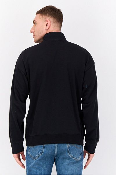 Established Redefining Essentials Men High Neck Long Sleeve Solid Sweatshirt, Black