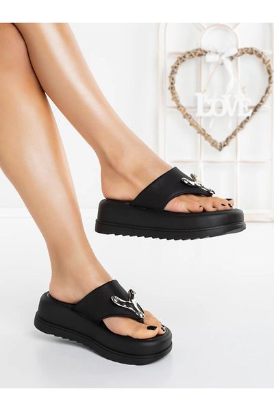 mei Women's Platform Slippers 897-2 Black | Mei