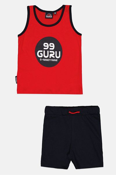 Guru 99 Toddler Boy 2 Piece Graphic Print Vest And Short Set , Multicolor