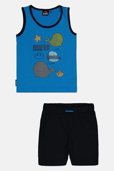 Guru 99 Toddlers Boy 2 Pieces Graphic Print Top And Bottom Set, Multicolor