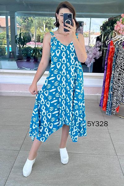 İnce Topuk Viscose Dress with Ring Strap 5Y328