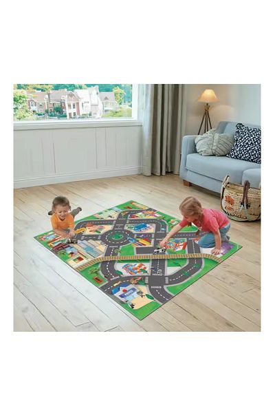rexa Comfortable Traffic Game Floor Mat – Soft Educational Play Rug for Kids