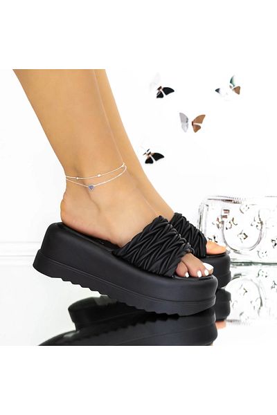 mei Women's Platform Slippers 3WL256 Black | Mei