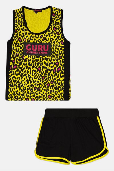Guru 99 Kids Girl 2 Pieces Graphic Print Top And Short Set, Multicolor