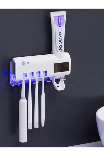Blusmart Dozator de pastă de dinți - Suport pentru periuță de dinți cu funcție de sterilizare și lumină UV