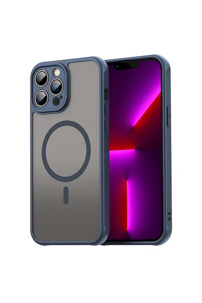 SKYDDAR INNOVATION Husă pentru iPhone 13 Pro Max, HaloFrost MagSafe II, antișoc, set de autocolante, albastru marin