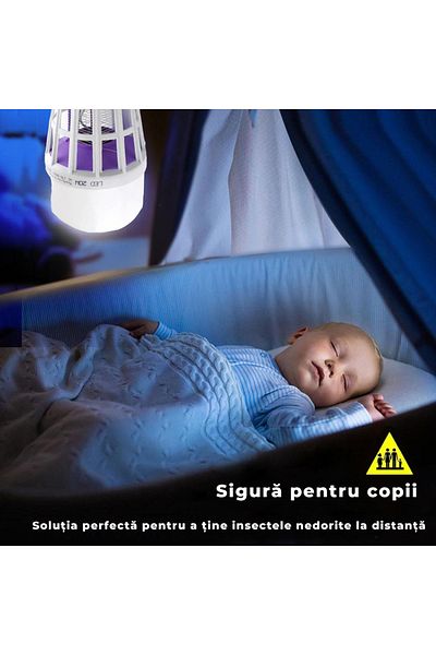 Echo Soul Set 6 becuri LED 2 in 1 cu lampa UV anti insecte Echo Soul, aparat anti tantari, muste, 20w