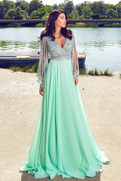 Atmosphere Fashion Rochie lungă elegantă cu corsaj cu paiete