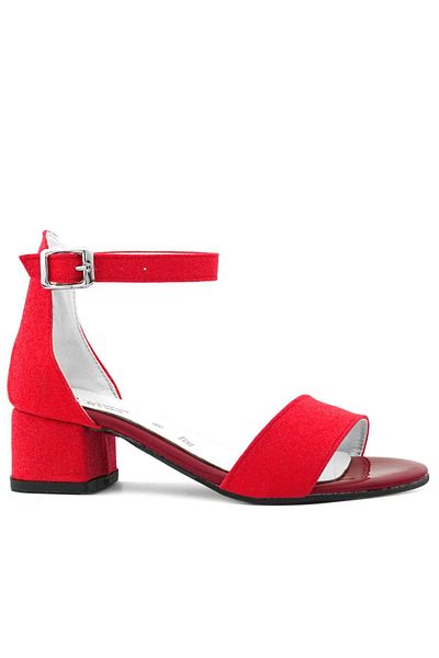 hapshoe Lilo Glittery Red Single Strap Girls' Heeled Evening Dress Shoes
