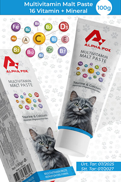 Alpha Fox Multivitamin Kedi Malt Macunu 100g (Vitaminli Bağışıklık Sistemi De...