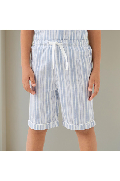 Juniors Striped Shirt And Pyjama Shorts Set