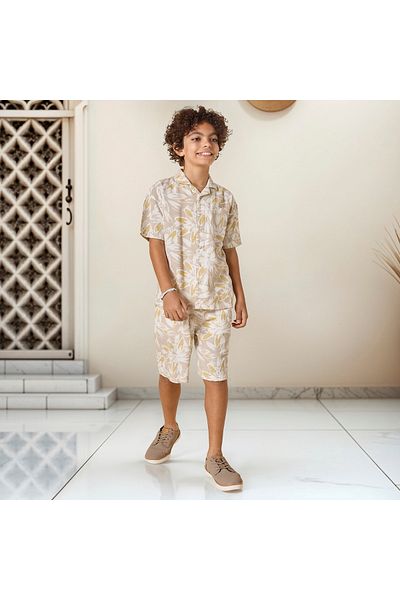 Juniors All-Over Print Shirt and Shorts Set