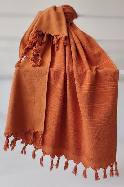 Sevim 100% Cotton Towel Peshtemal 90X170Cm - Beach & Pool Towel - Terra